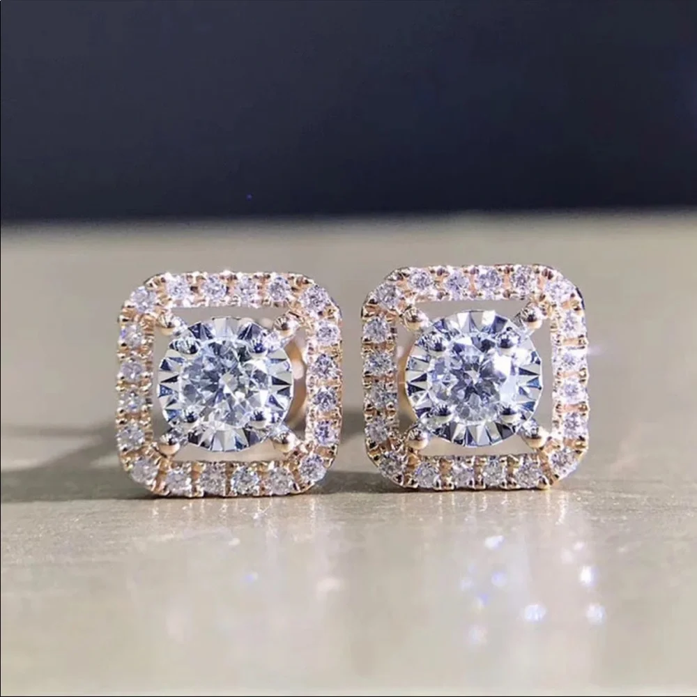 New Women’s Round Gems Diamond Earrings - Picture 4 of 10